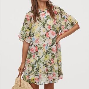 H&M Floral Tiered Mini Dress